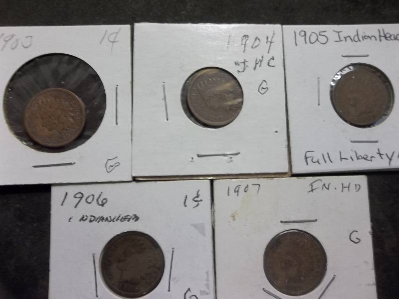 1903, 1904, 1905, 1906, 1907 Indian Head Cents