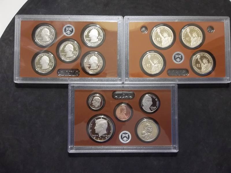 2015 U S Proof Set With State Quarters & Presidential Dollars In Original Box & COA