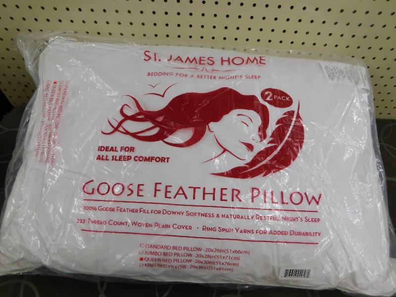 lot 232 image: St. James Home Hotel White Goose Feather White Queen, MSRP $59.99