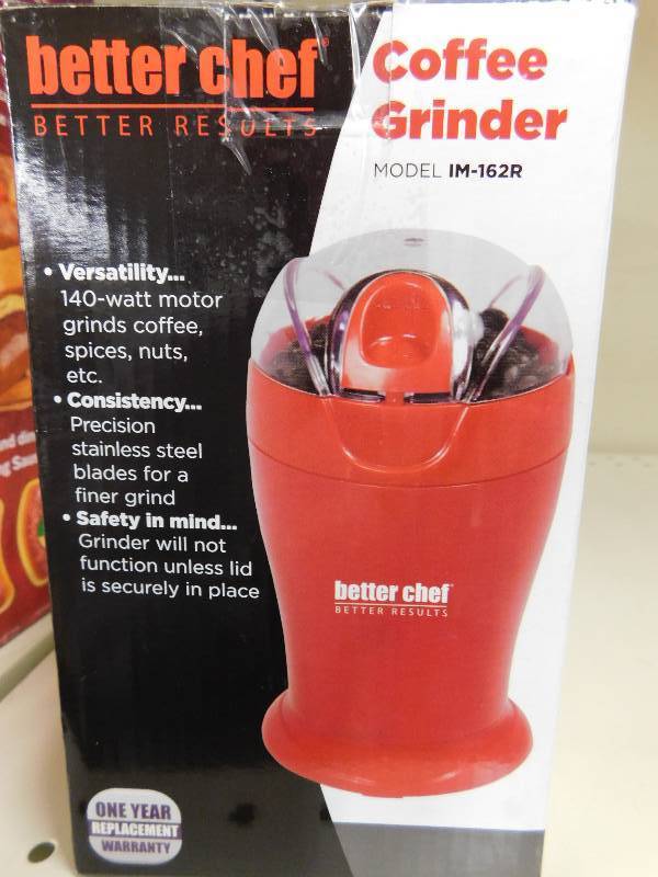 lot 244 image: Better Chef Coffee Grinder Red, MSRP $24.99