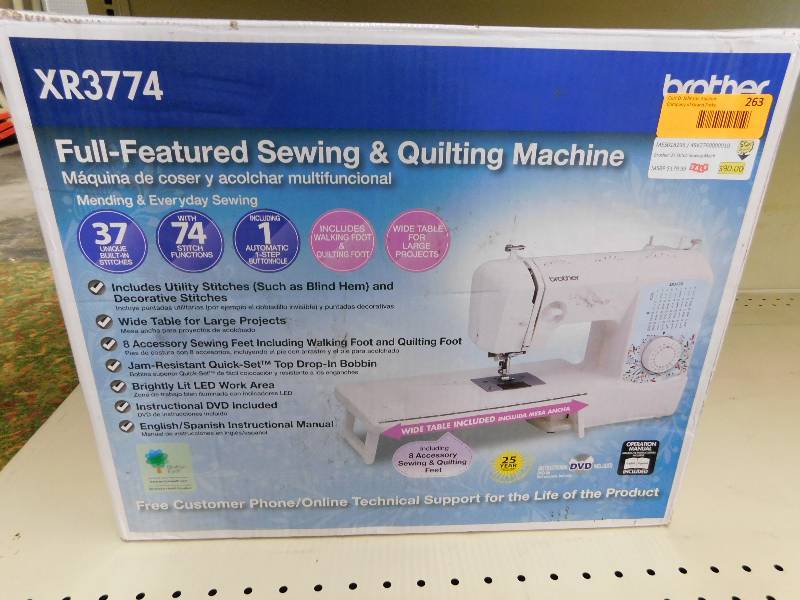 lot 263 image: Brother 37 Stitch Sewing Machine, MSRP $179.99