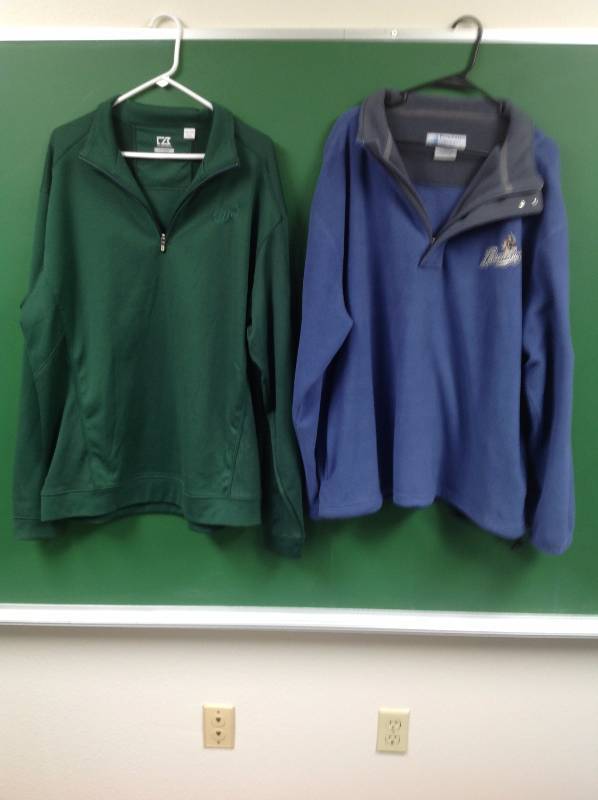 lot 44 image: Pastel Blue Leinenkugels Sweatshirt and Miller Light Green Sweatshirt, 2XL