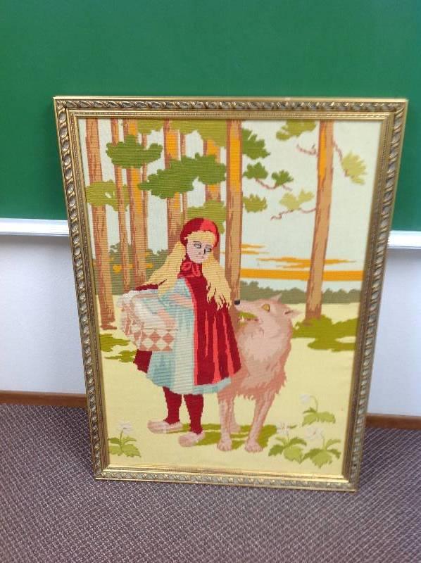 lot 71 image: Framed Yarn art work Little Red Riding Hood