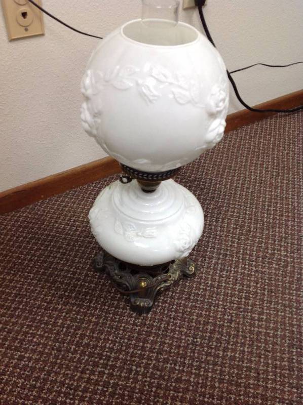 lot 82 image: Glass Lamp With Floral Design