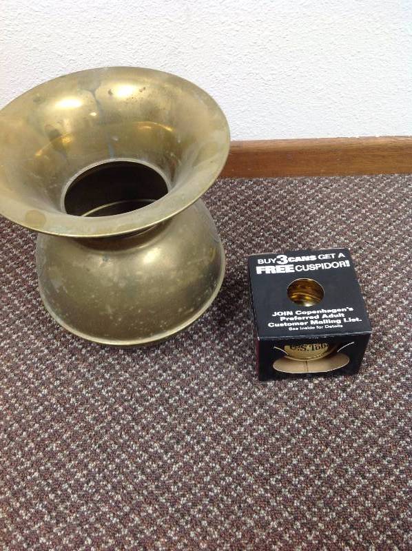 lot 90 image: Brass Vase, and Copenhagen Spittoon