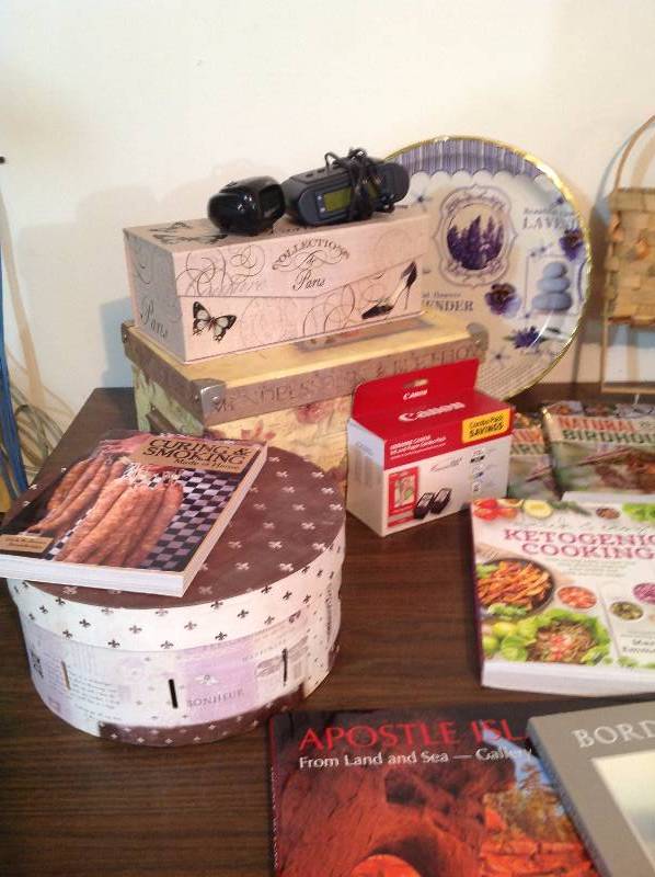 lot 18 image: Decorative Boxes, Books, Two Alarm Clocks
