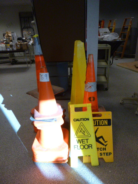 Lot of Safety Cones and Safety Signs