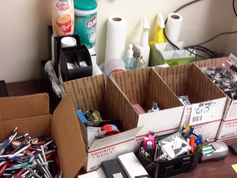 Misc. office supplies and cleaning supplies as pictured