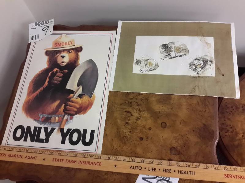 Smoky Bear print and one other