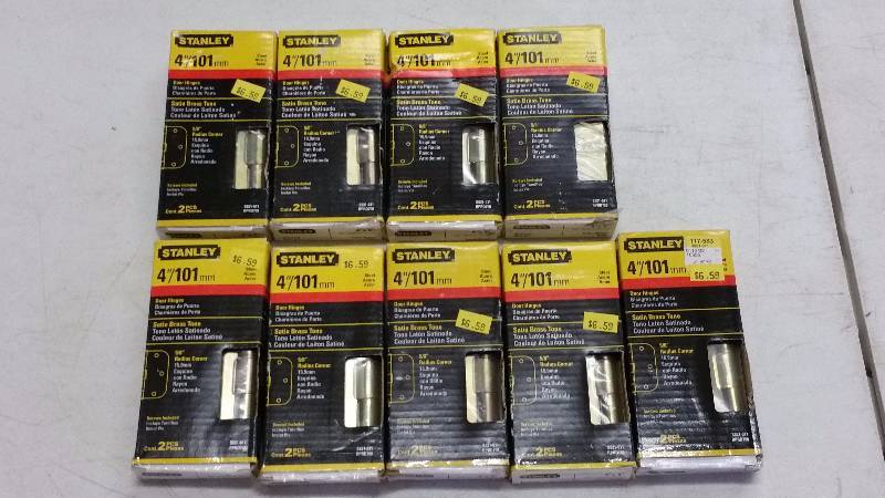 (9) 4 Satin Brass Door Hinges