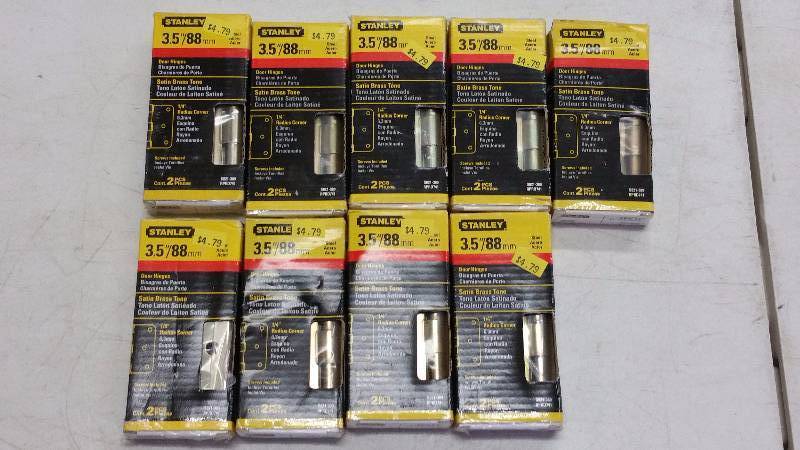 (9) 3.5 Satin Brass Door Hinges