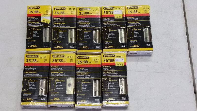 (9) 3.5 Satin Brass Door Hinges
