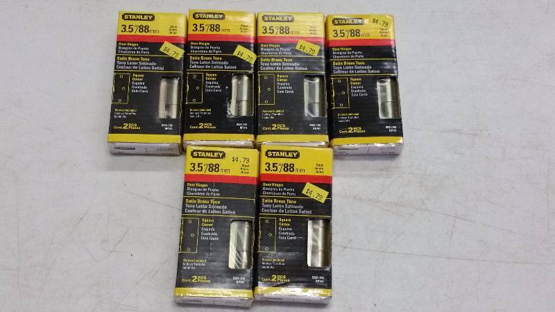 (6) 3.5 Satin Brass Door Hinges