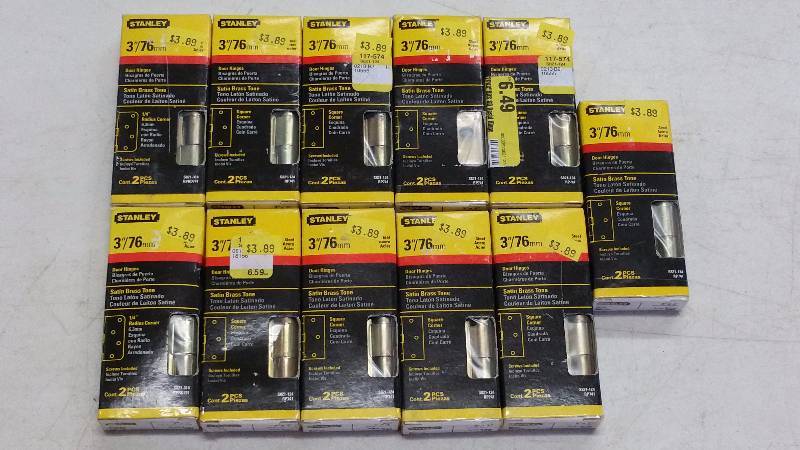 (11) 3 Satin Brass Door Hinges