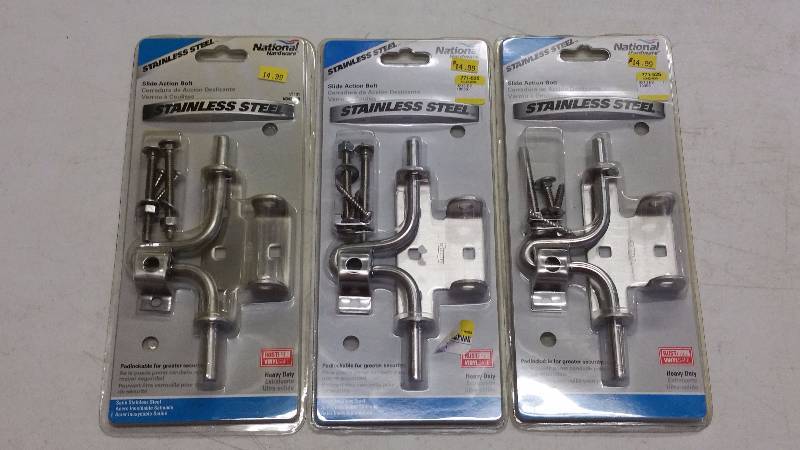 (3) Stainless Steel Slide Action Bolt