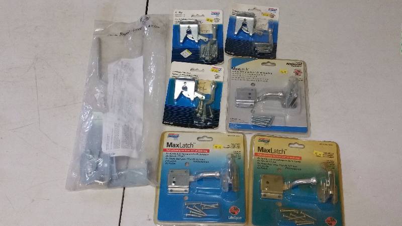 (6) Various Automatic Gate Latches  Pole Barn Door Latch