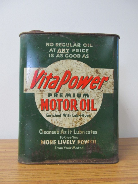 lot 21 image: Vintage 2 Gallon VitaPower Motor Oil Can