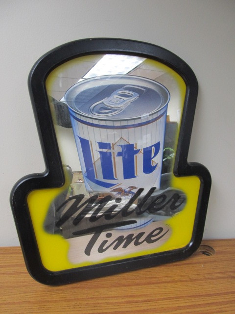 lot 33 image: Miller Lite MILLER TIME Beer MirrorSign