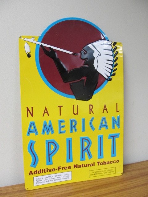lot 35 image: Embossed Metal AMERICAN SPIRIT Smoking Sign