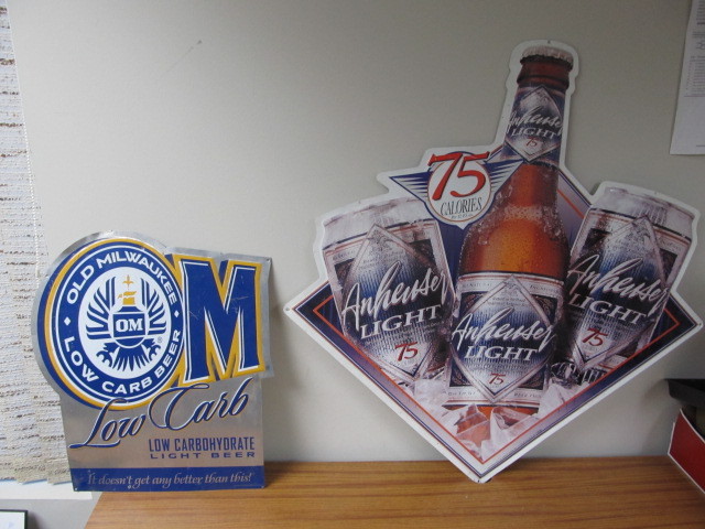 lot 37 image: 2 Metal Light Beer Signs