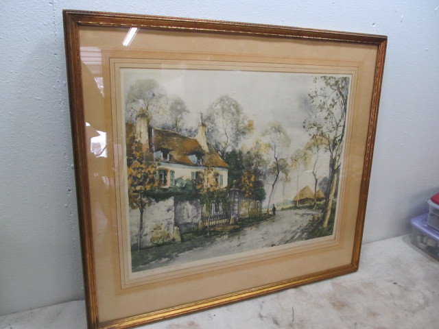 lot 84 image: Vintage Frame Genuine Etching by Paul Emile Lecomte. 