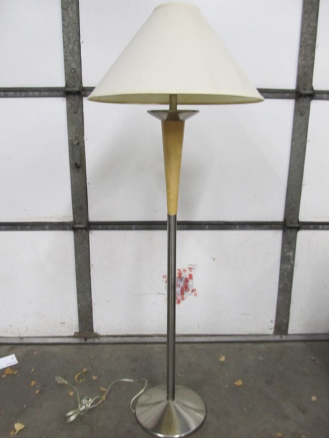 lot 115 image: Mod Style ChromeWood Floor Lamp