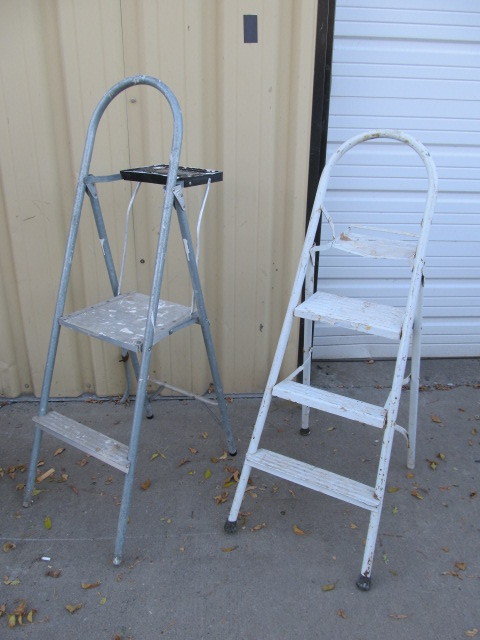 lot 126 image: Pair of Folding Metal Step Ladders