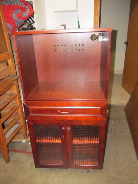 lot 157 image: NICE Rolling KitchenMedia Cabinet 