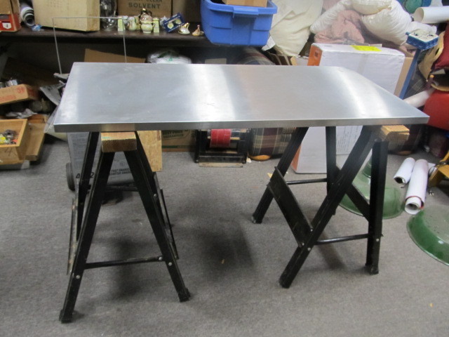 lot 173 image: Pair of Sawhorses wStainless Steel Top