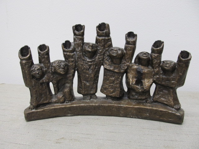 lot 201 image: Vintage Mid Century Cast Metal Figural Candle Holder