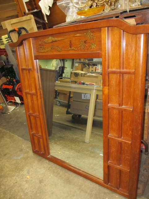 lot 203 image: Large Vintage Oriental Painted Mirror