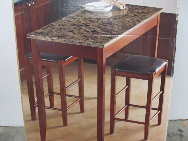 lot 135 image: NEW in Box Counter Height Tavern Table & Stools