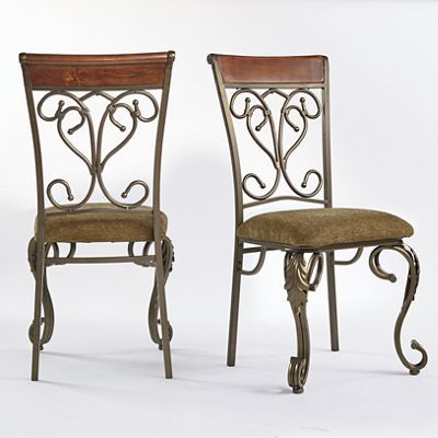 lot 154 image: Pair of NEW IN BOX Scroll Leaf Dining Chairs