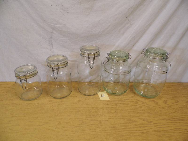 lot 68 image: Lot of 5 Glass Storage Containers