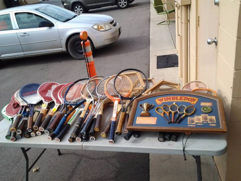 Large Lot Of 30 Tennis Raquets, Wimbledon Wall Art