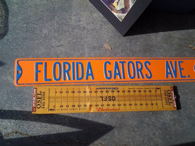 Florida Gator Metal Street Sign, Off Season Football Game