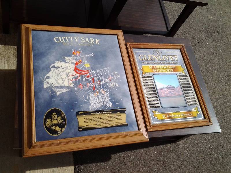 2-Framed Mirrored Liquor Signs