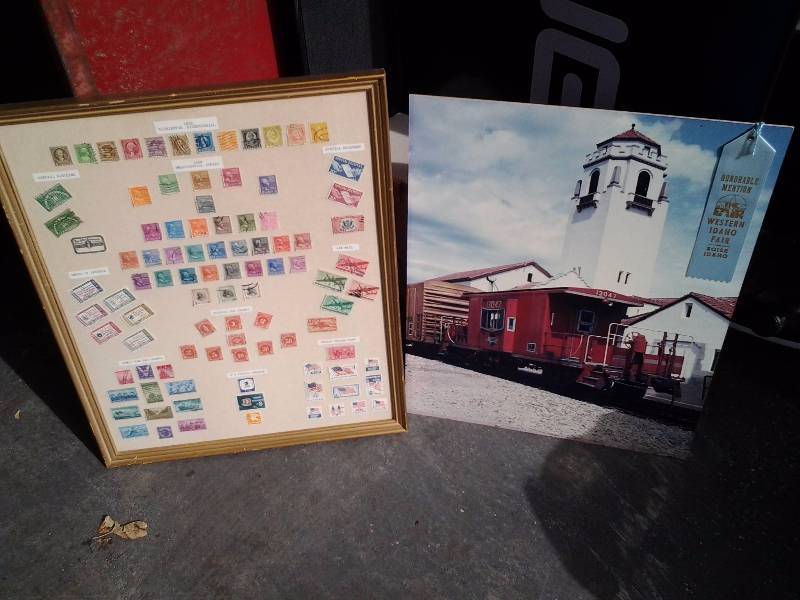 Framed Stamps, Idaho Fair Picture With Ribbon