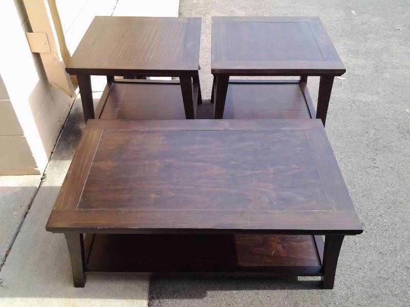 2-End Tables, 1-Coffee Table 24x24x21, 40x24x16