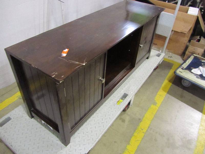 lot 45 image: Simpli Home Draper Medium Auburn Brown Storage Entertainment Center