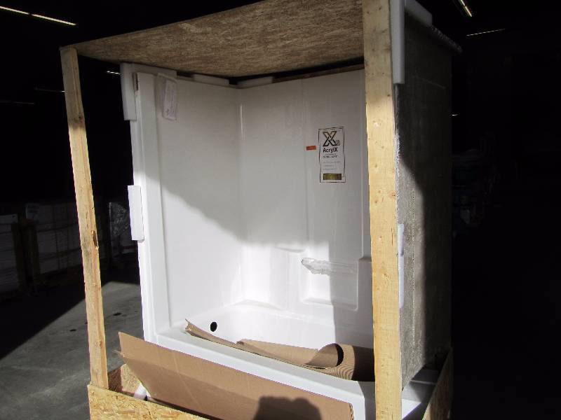 lot 46 image: Aquatic Everyday 60 in. x 34-12 in. x 76-12 in. Left Drain 1-Piece Bath and Shower Kit