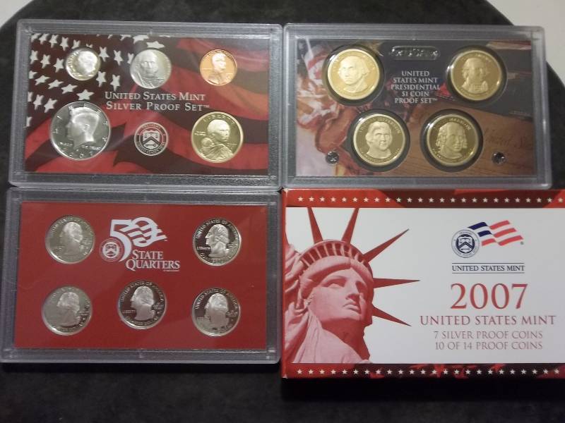 2007 US Silver Proof Set With Silver State Quarters & Presidential Dollars