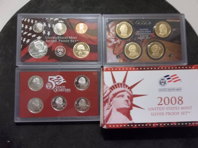 2008 US Silver Proof Set With Silver State Quarters & Presidential Dollars
