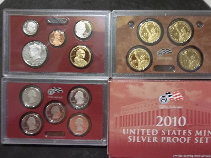 2010 US Silver Proof Set With Silver State Quarters & Presidential Dollars
