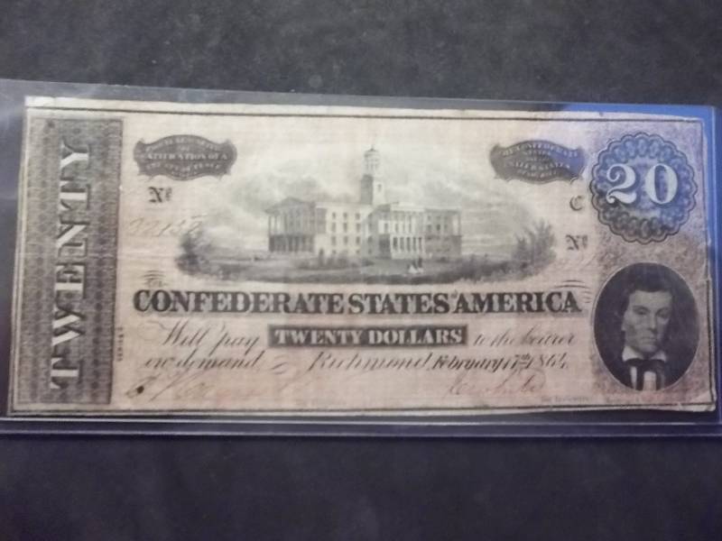 Confederate 20 Dollar Bill 1864 Richmond