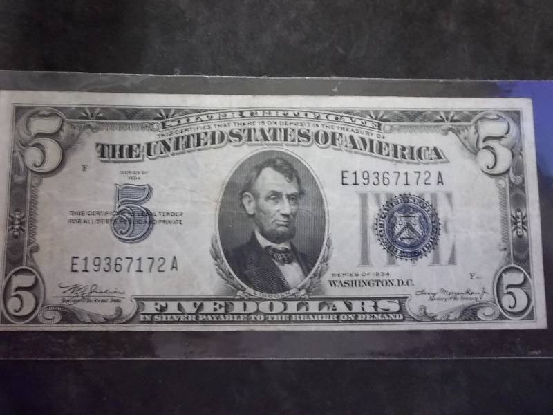 US 5 Dollar Silver Certificate Series 1934