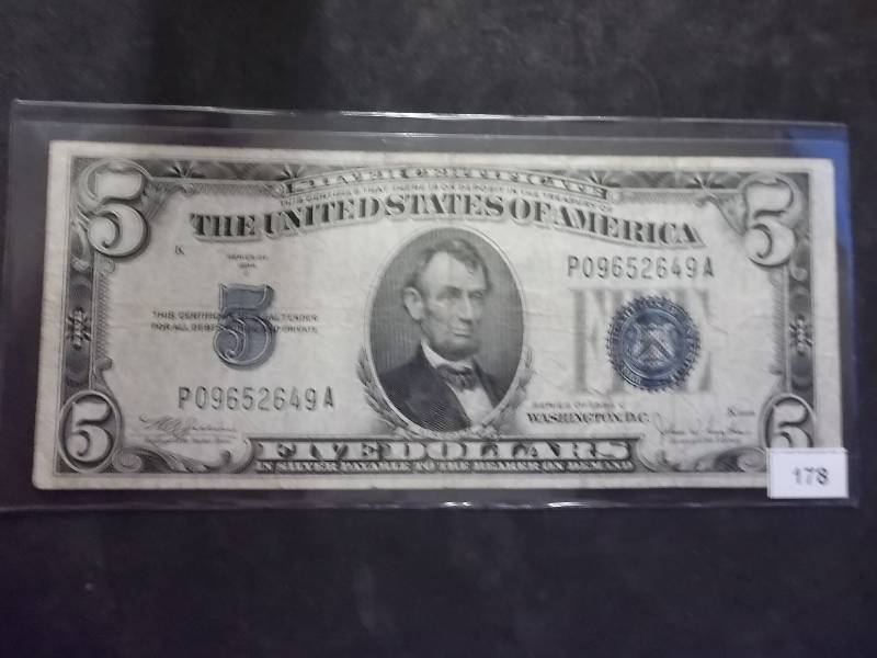 US 5 Dollar Silver Certificate Series 1934 C