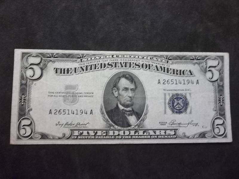 US 5 Dollar Silver Certificate Series 1953