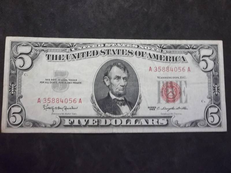 5 Dollar US Note 963 Series Red Seal