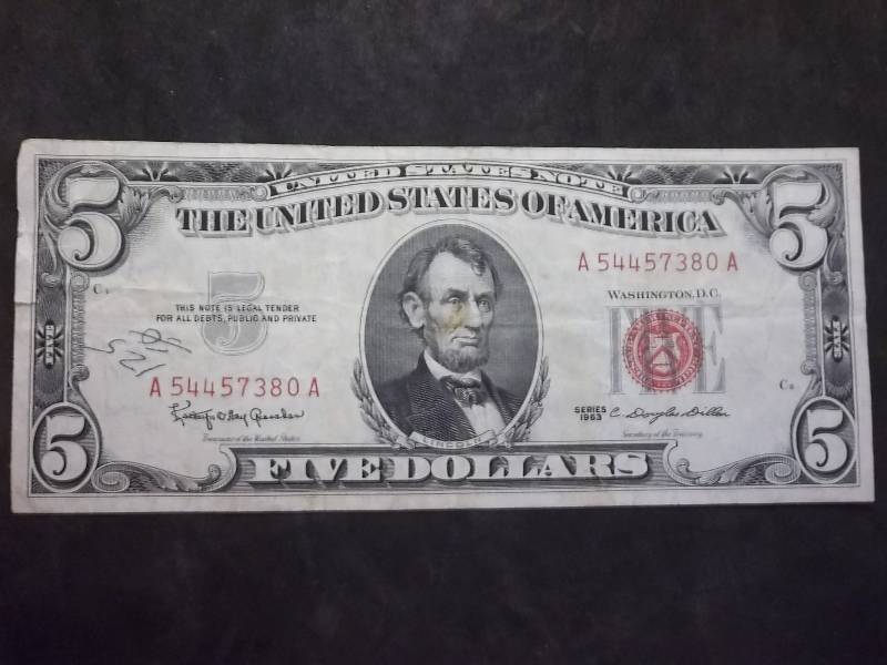 5 Dollar US Note 963 Series Red Seal